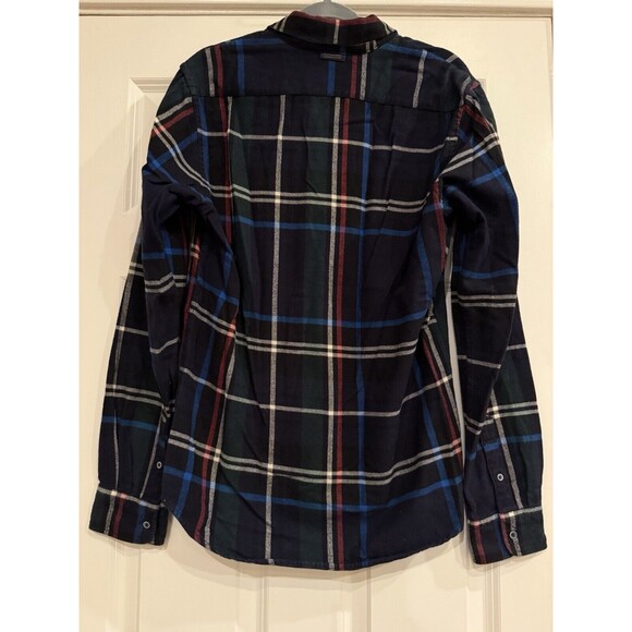 Scotch & Soda Mens Medium Blue Green Plaid Flannel Button Down LS Shirt - Picture 7 of 8